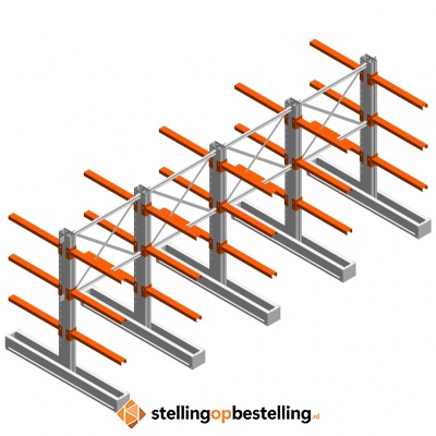 Voordeelrij medium draagarmstelling IT dubbelzijdig 1990x4800x800 3 niveaus