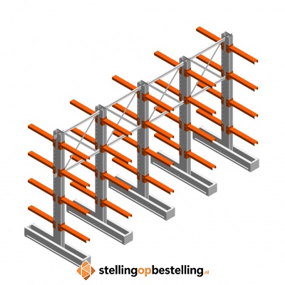 Voordeelrij medium draagarmstelling IT dubbelzijdig 2455x4000x600 4 niveaus
