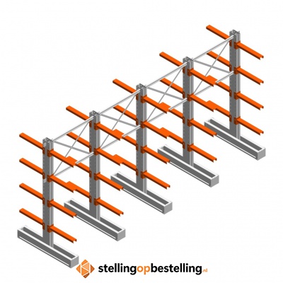 Voordeelrij medium draagarmstelling IT dubbelzijdig 2455x4800x600 4 niveaus