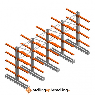 Voordeelrij medium draagarmstelling IT dubbelzijdig 2455x4800x800 4 niveaus