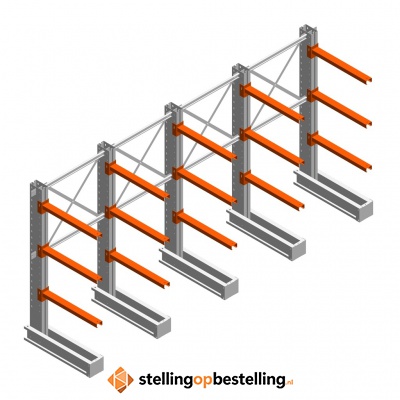 Voordeelrij medium draagarmstelling IT enkelzijdig 1990x4000x800 3 niveaus