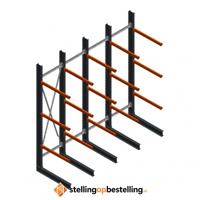 Voordeelrij zware draagarmstelling enkelzijdig 4000x4091 armlengte 1200 3 niveaus