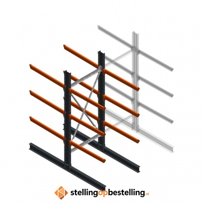 Zware draagarmstelling dubbelzijdig 3000x1200x1200 3 niveaus d650 beginsectie Zware draagarmstelling dubbelzijdig 3000x1200x1200 3 niveaus d650 beginsectie