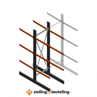 Zware draagarmstelling dubbelzijdig 4000x1200x1200 3 niveaus d650 beginsectie Zware draagarmstelling dubbelzijdig 4000x1200x1200 3 niveaus d650 beginsectie