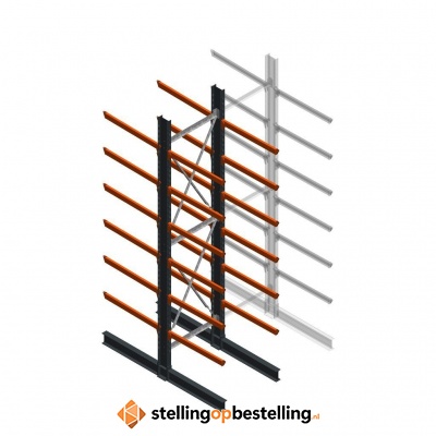 Zware draagarmstelling dubbelzijdig 5000x1200x1200 6 niveaus d345 beginsectie Zware draagarmstelling dubbelzijdig 5000x1200x1200 6 niveaus d345 beginsectie