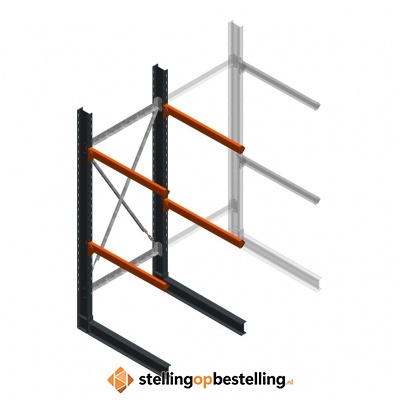 Zware draagarmstelling enkelzijdig 3000x1200x1200 2 niveaus d650 beginsectie Zware draagarmstelling enkelzijdig 3000x1200x1200 2 niveaus d650 beginsectie