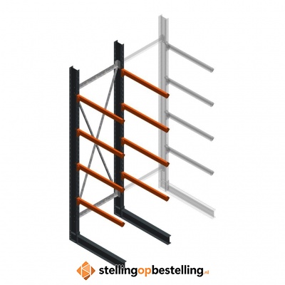 Zware draagarmstelling enkelzijdig 4000x1200x1200 4 niveaus d650 beginsectie Zware draagarmstelling enkelzijdig 4000x1200x1200 4 niveaus d650 beginsectie
