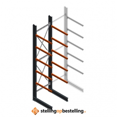 Zware draagarmstelling enkelzijdig 5000x1200x1200 5 niveaus d345 beginsectie Zware draagarmstelling enkelzijdig 5000x1200x1200 5 niveaus d345 beginsectie