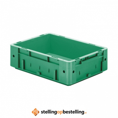 Zware transportkrat Euronorm plastic bak, krat VTK0 400x300x120 groen