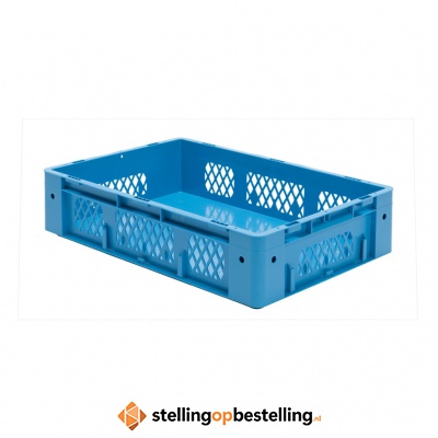 Zware transportkrat Euronorm plastic bak, krat VTK1 600x400x145 blauw