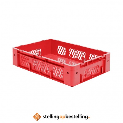 Zware transportkrat Euronorm plastic bak, krat VTK1 600x400x145 rood