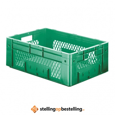 Zware transportkrat Euronorm plastic bak, krat VTK1 600x400x210 groen