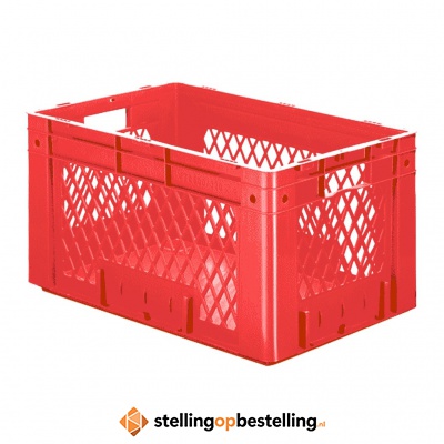 Zware transportkrat Euronorm plastic bak, krat VTK1 600x400x320 rood