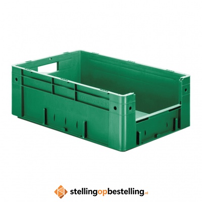 Zware transportkrat Euronorm plastic bak, krat VTK4 600x400x210 groen